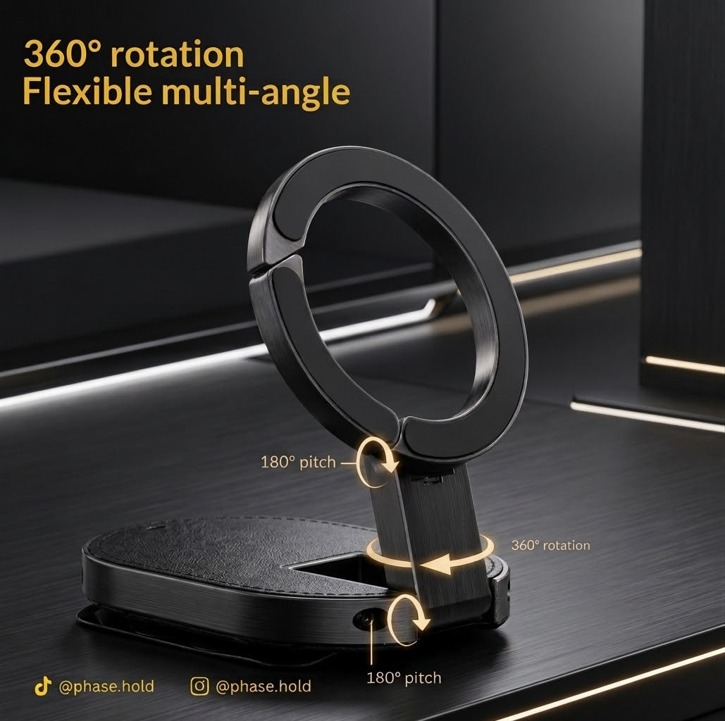 Magnetic Suction Cup Phone Mount — 360° Rotation, Folds Flat