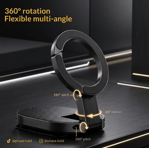Magnetic Suction Cup Phone Mount — 360° Rotation, Folds Flat